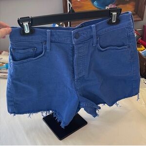 Mother Size 26 The Skipper Denim Shorts Long Fray Victoria Blue high waist boho